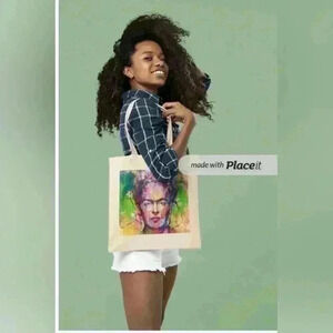 Freda kahlo  pop art grunge inspired tote recyled canvas tote bag